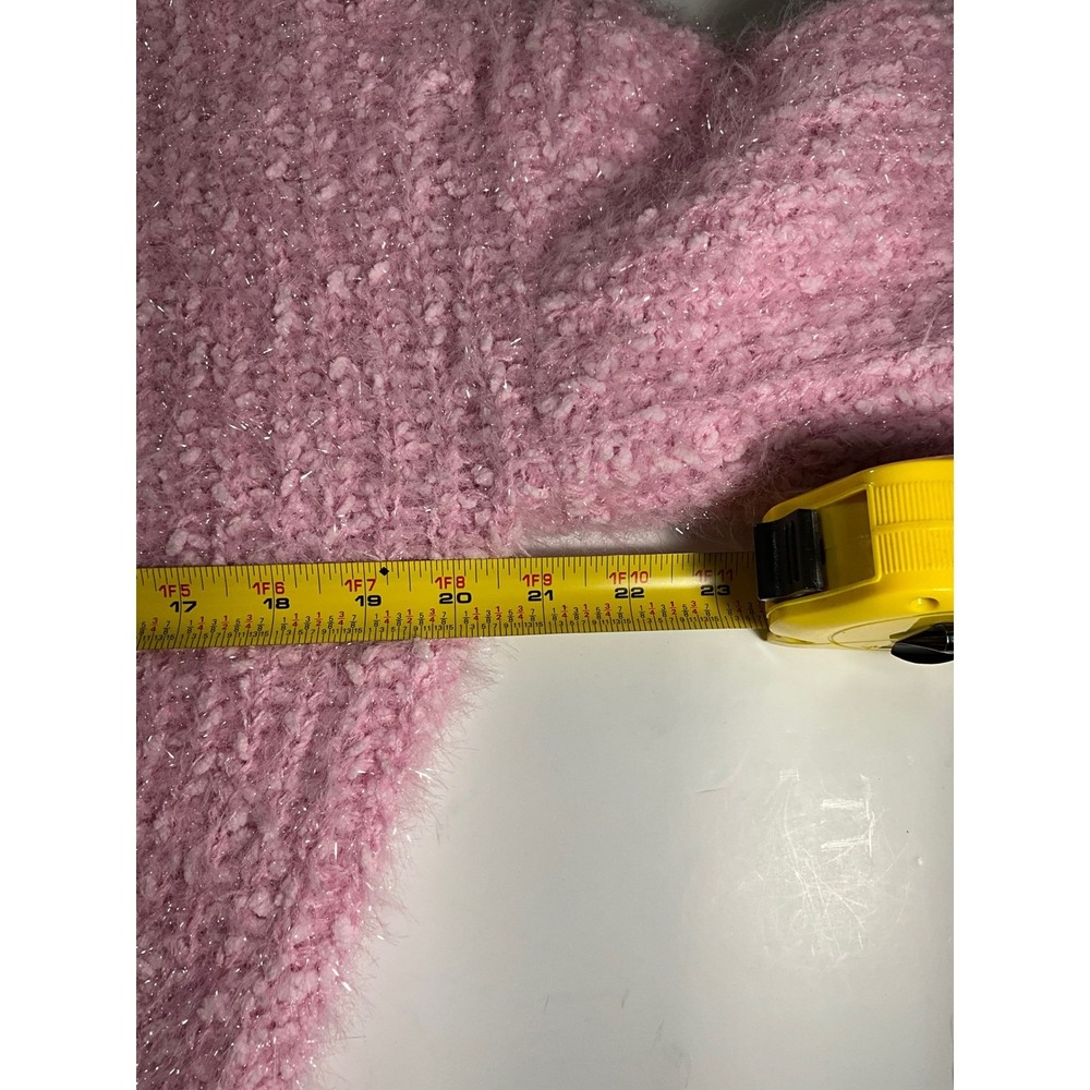Simply Southern Aurora Pink Fuzzy Knit Sweater Red Bow Cropped XL NEW - Picture 5 of 8